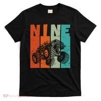 Birthday Monster Truck Retro 9 Year Old Bday T-Shirt thumb 0