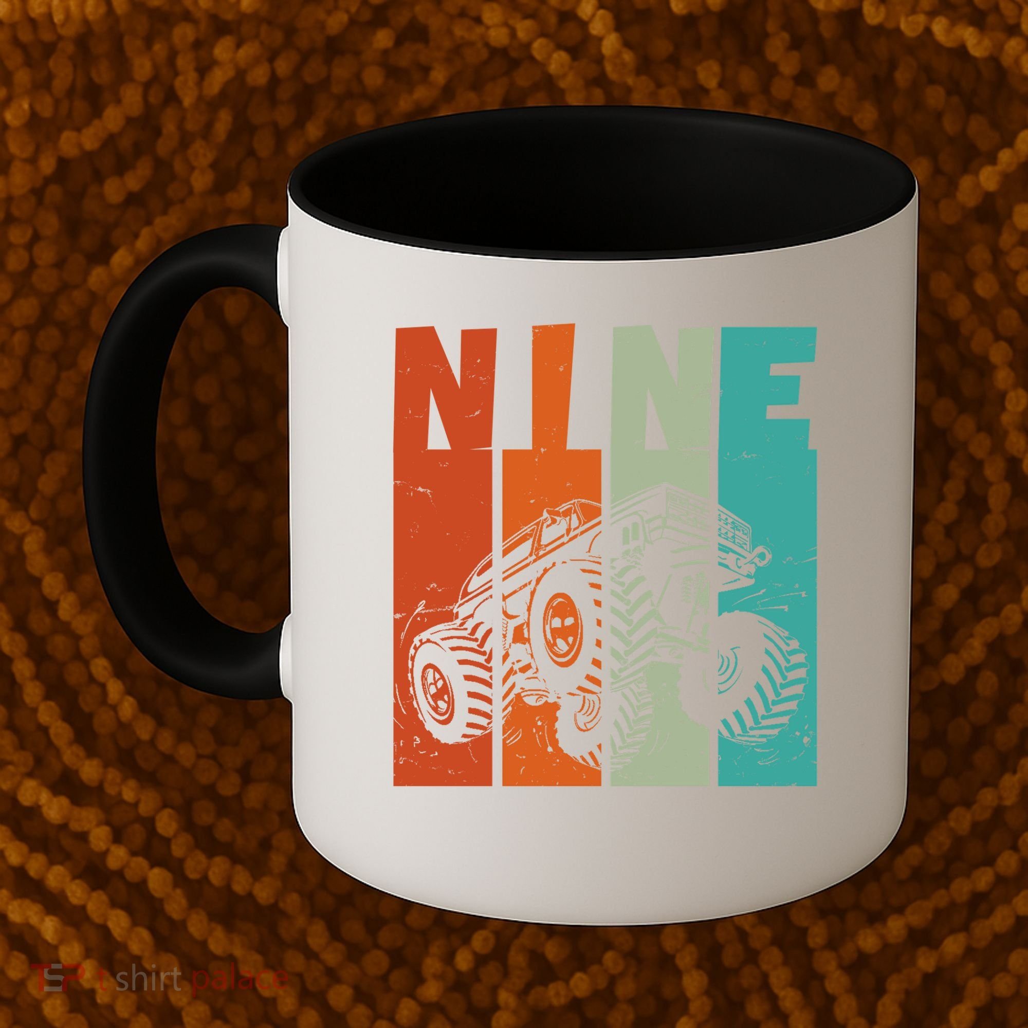 Birthday Monster Truck Retro 9 Year Old Bday Coffee Mug