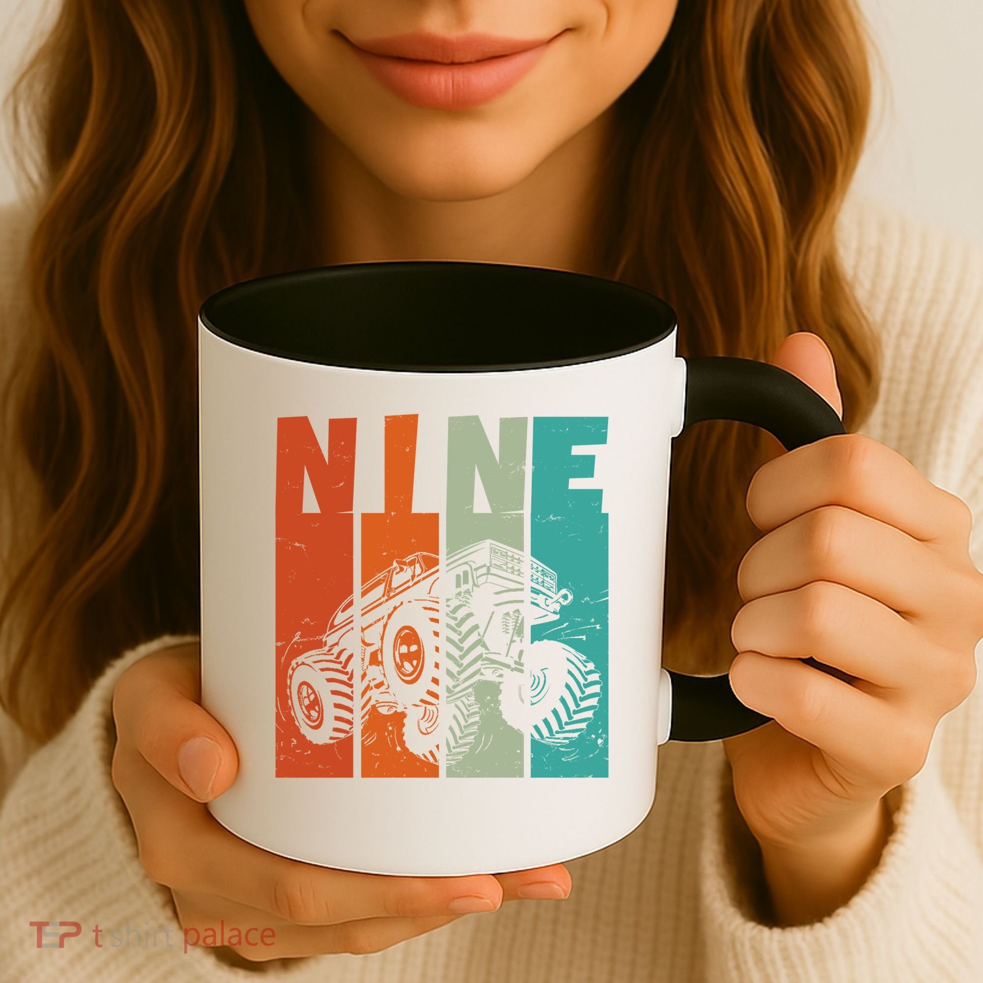 Birthday Monster Truck Retro 9 Year Old Bday Coffee Mug