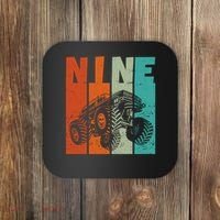 Birthday Monster Truck Retro 9 Year Old Bday Coaster thumb 0