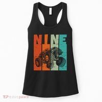 Birthday Monster Truck Retro 9 Year Old Bday Women's Tank Top thumb 0