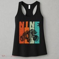 Birthday Monster Truck Retro 9 Year Old Bday Women's Tank Top thumb 3