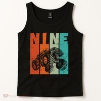 Birthday Monster Truck Retro 9 Year Old Bday Tank Top thumb 2