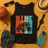 Birthday Monster Truck Retro 9 Year Old Bday Tank Top thumb 4