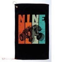 Birthday Monster Truck Retro 9 Year Old Bday Golf Towel thumb 0