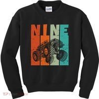 Birthday Monster Truck Retro 9 Year Old Bday Kids Sweatshirt thumb 0
