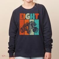 Birthday Monster Truck Retro 8 Year Old Bday Women's Sweatshirt thumb 0