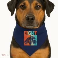 Birthday Monster Truck Retro 8 Year Old Bday USA-Made Doggie Bandana thumb 1