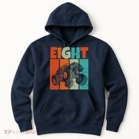 Birthday Monster Truck Retro 8 Year Old Bday Hoodie thumb 0