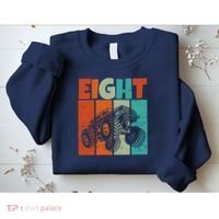 Birthday Monster Truck Retro 8 Year Old Bday Sweatshirt thumb 2