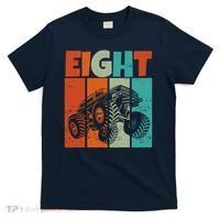 Birthday Monster Truck Retro 8 Year Old Bday T-Shirt thumb 0