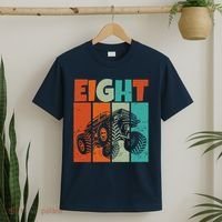 Birthday Monster Truck Retro 8 Year Old Bday T-Shirt thumb 2