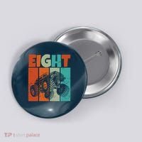 Birthday Monster Truck Retro 8 Year Old Bday Button thumb 0