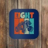 Birthday Monster Truck Retro 8 Year Old Bday Coaster thumb 0