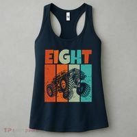 Birthday Monster Truck Retro 8 Year Old Bday Women's Tank Top thumb 3