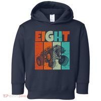 Birthday Monster Truck Retro 8 Year Old Bday Toddler Hoodie thumb 0