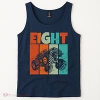 Birthday Monster Truck Retro 8 Year Old Bday Tank Top thumb 2