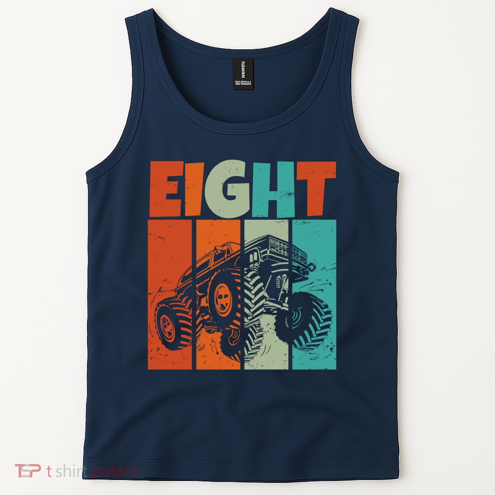 Birthday Monster Truck Retro 8 Year Old Bday Tank Top