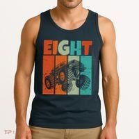 Birthday Monster Truck Retro 8 Year Old Bday Tank Top thumb 3
