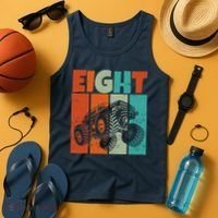 Birthday Monster Truck Retro 8 Year Old Bday Tank Top thumb 4