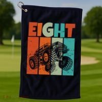 Birthday Monster Truck Retro 8 Year Old Bday Golf Towel thumb 1