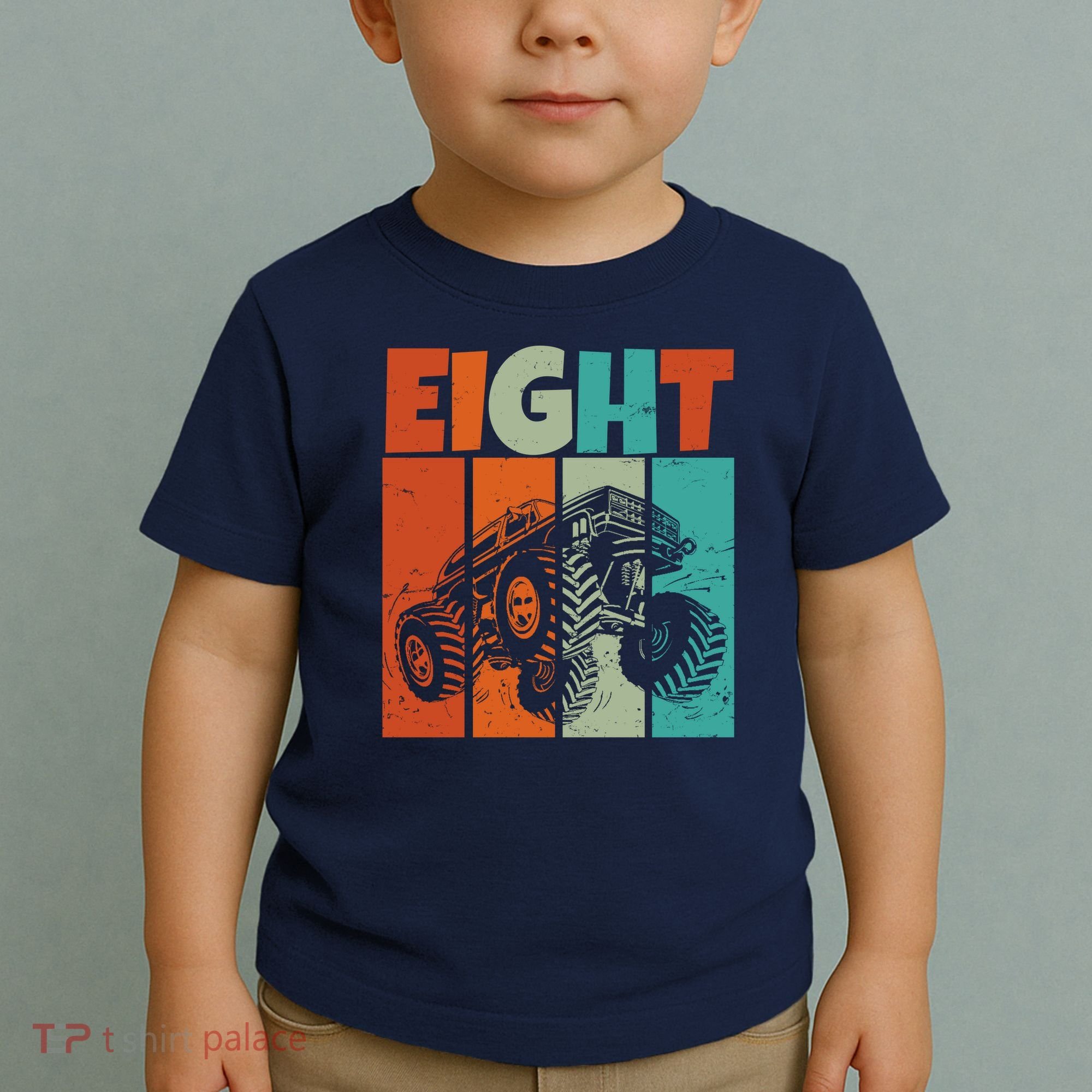 Birthday Monster Truck Retro 8 Year Old Bday Toddler T-Shirt