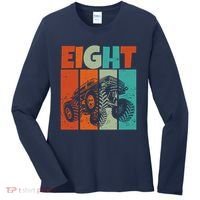 Birthday Monster Truck Retro 8 Year Old Bday Women's Long Sleeve Shirt thumb 0