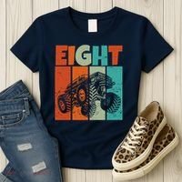 Birthday Monster Truck Retro 8 Year Old Bday Women's T-Shirt thumb 3