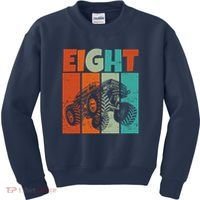 Birthday Monster Truck Retro 8 Year Old Bday Kids Sweatshirt thumb 0