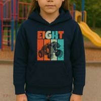 Birthday Monster Truck Retro 8 Year Old Bday Kids Hoodie thumb 3