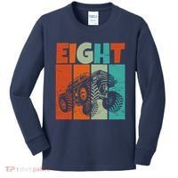 Birthday Monster Truck Retro 8 Year Old Bday Kids Long Sleeve Shirt thumb 0
