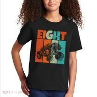 Birthday Monster Truck Retro 8 Year Old Bday Kids T-Shirt thumb 2