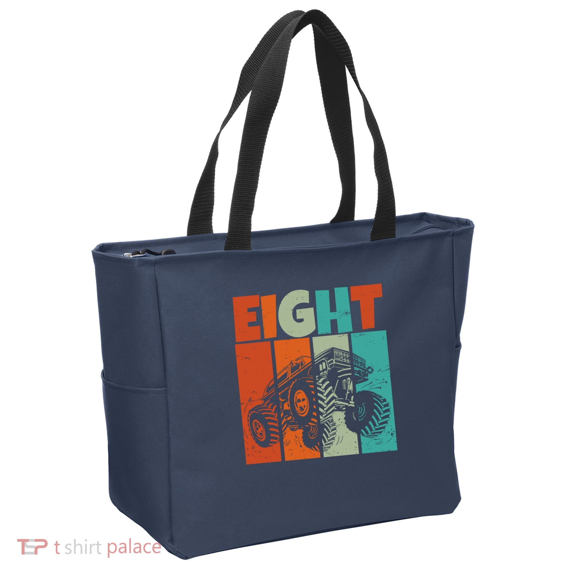 Birthday Monster Truck Retro 8 Year Old Bday Tote Bag