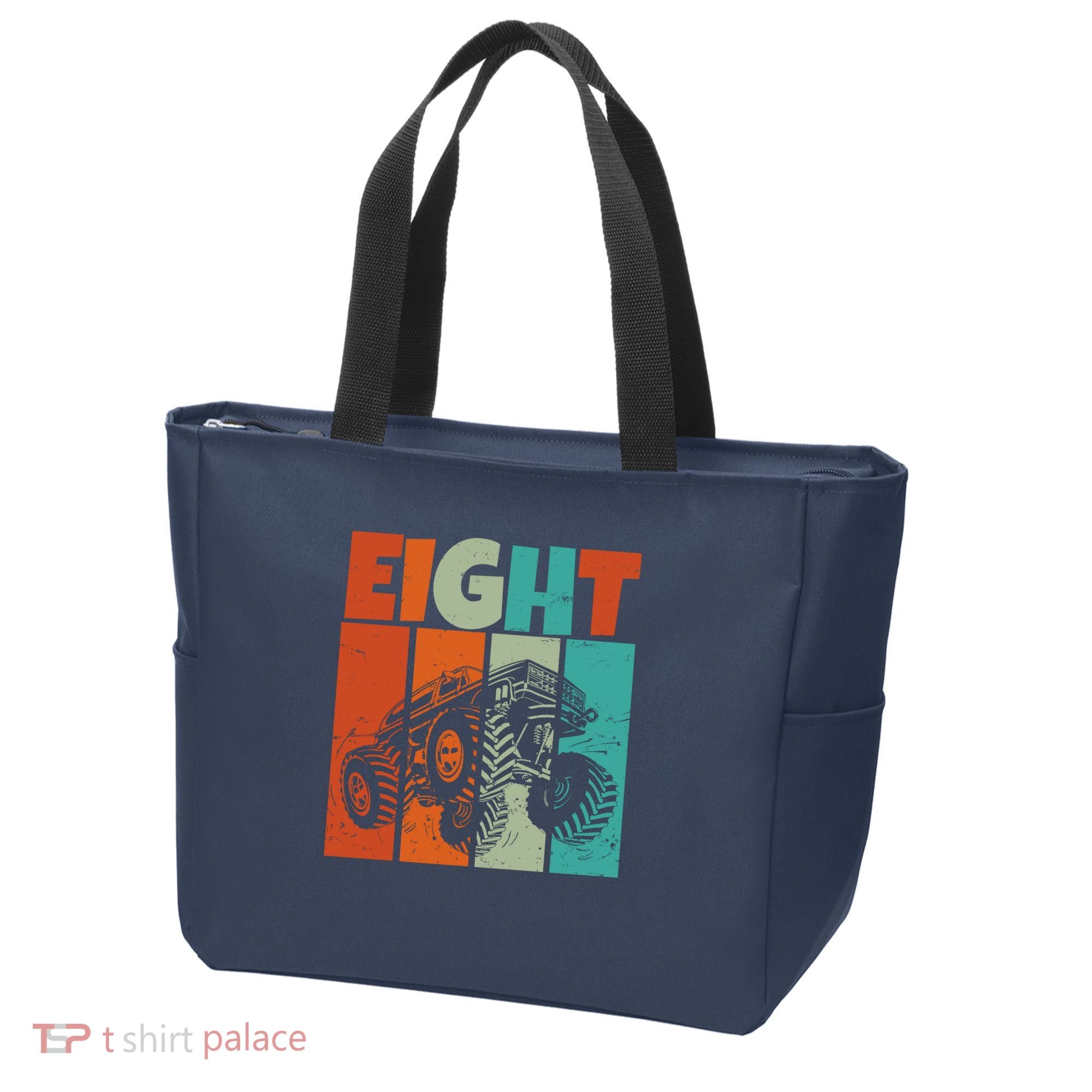 Birthday Monster Truck Retro 8 Year Old Bday Tote Bag