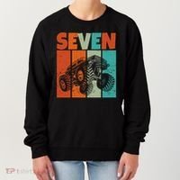 Birthday Monster Truck Retro 7 Year Old Bday Women's Sweatshirt thumb 0