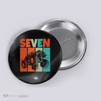Birthday Monster Truck Retro 7 Year Old Bday Button thumb 0
