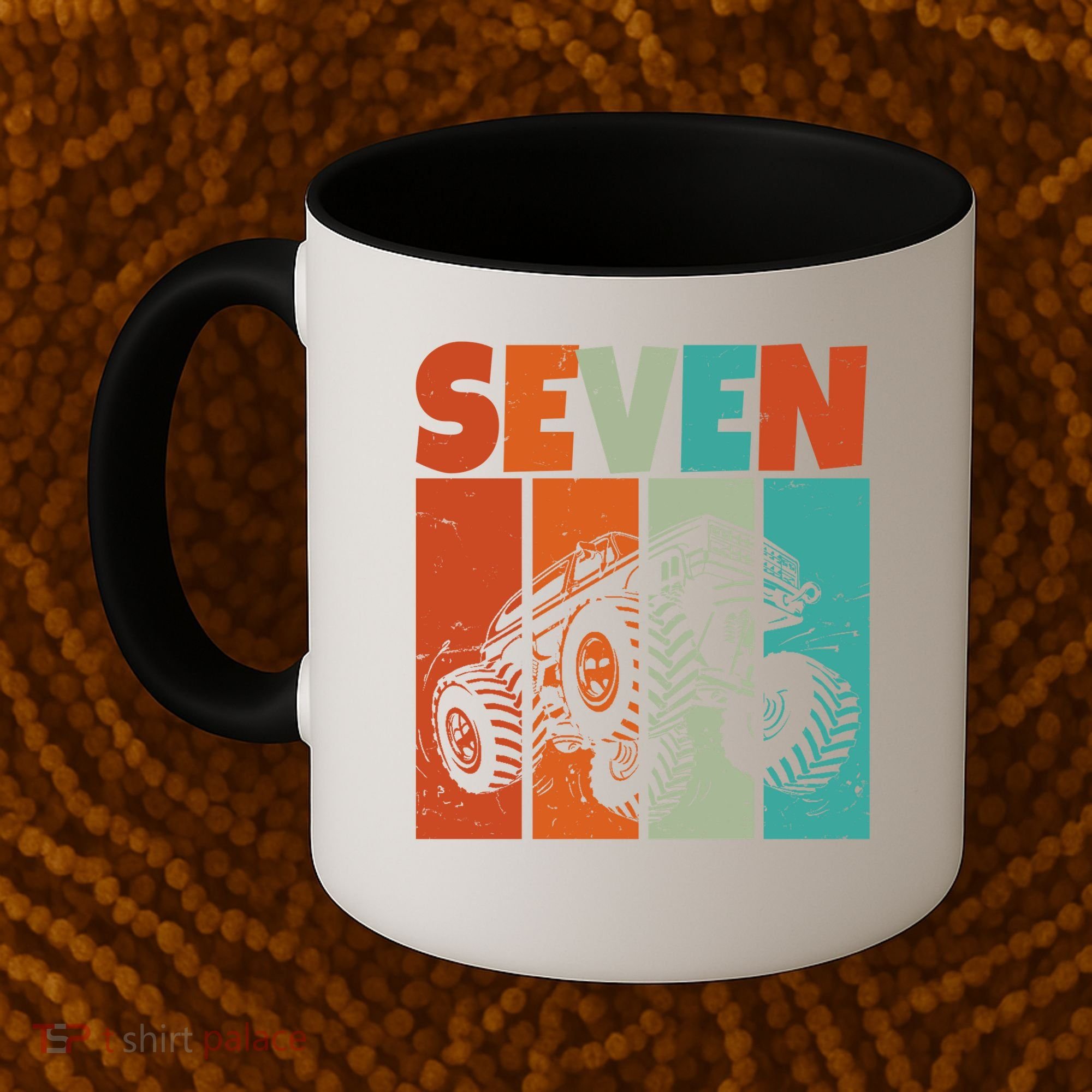 Birthday Monster Truck Retro 7 Year Old Bday Coffee Mug