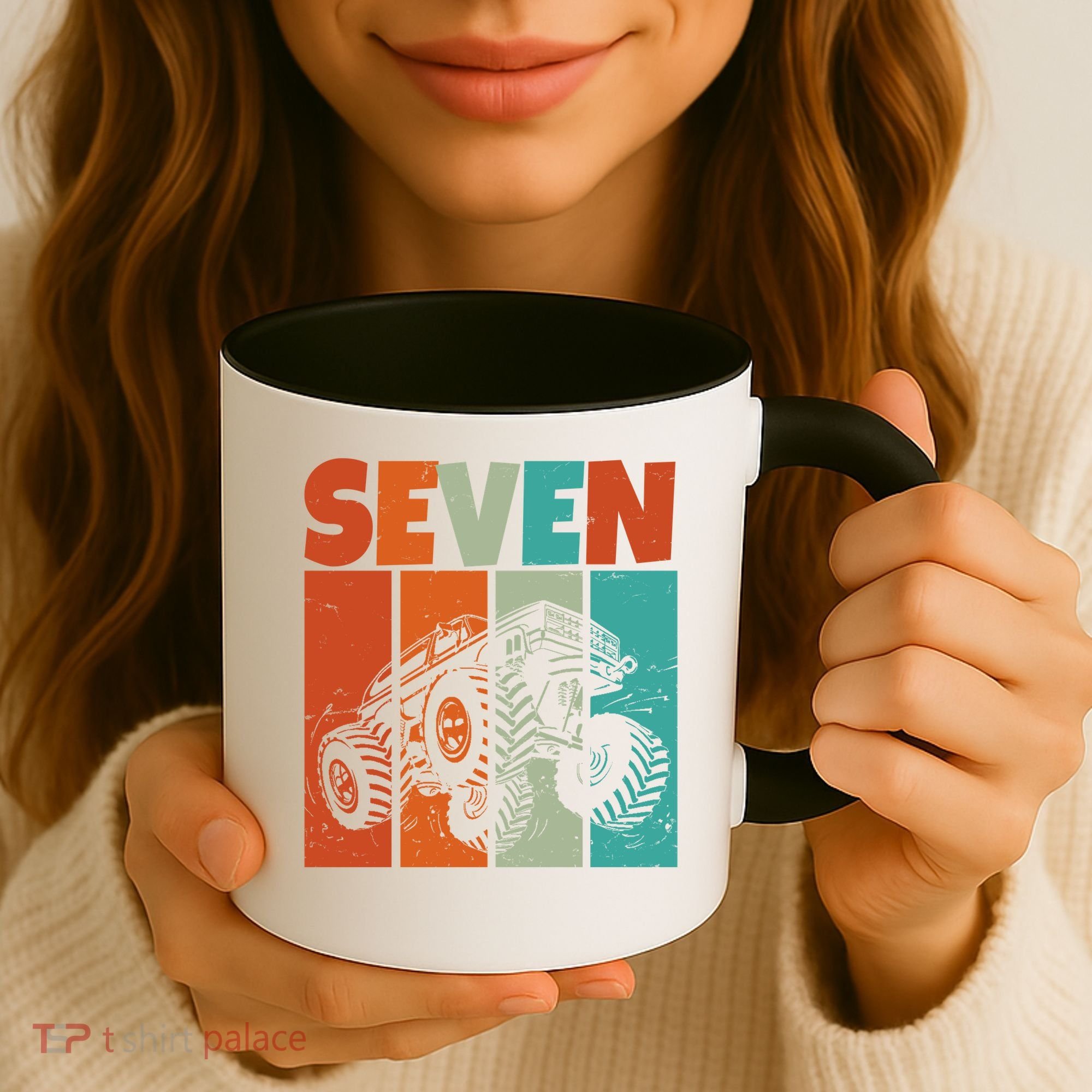 Birthday Monster Truck Retro 7 Year Old Bday Coffee Mug