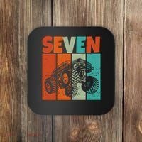 Birthday Monster Truck Retro 7 Year Old Bday Coaster thumb 0