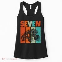 Birthday Monster Truck Retro 7 Year Old Bday Women's Tank Top thumb 0