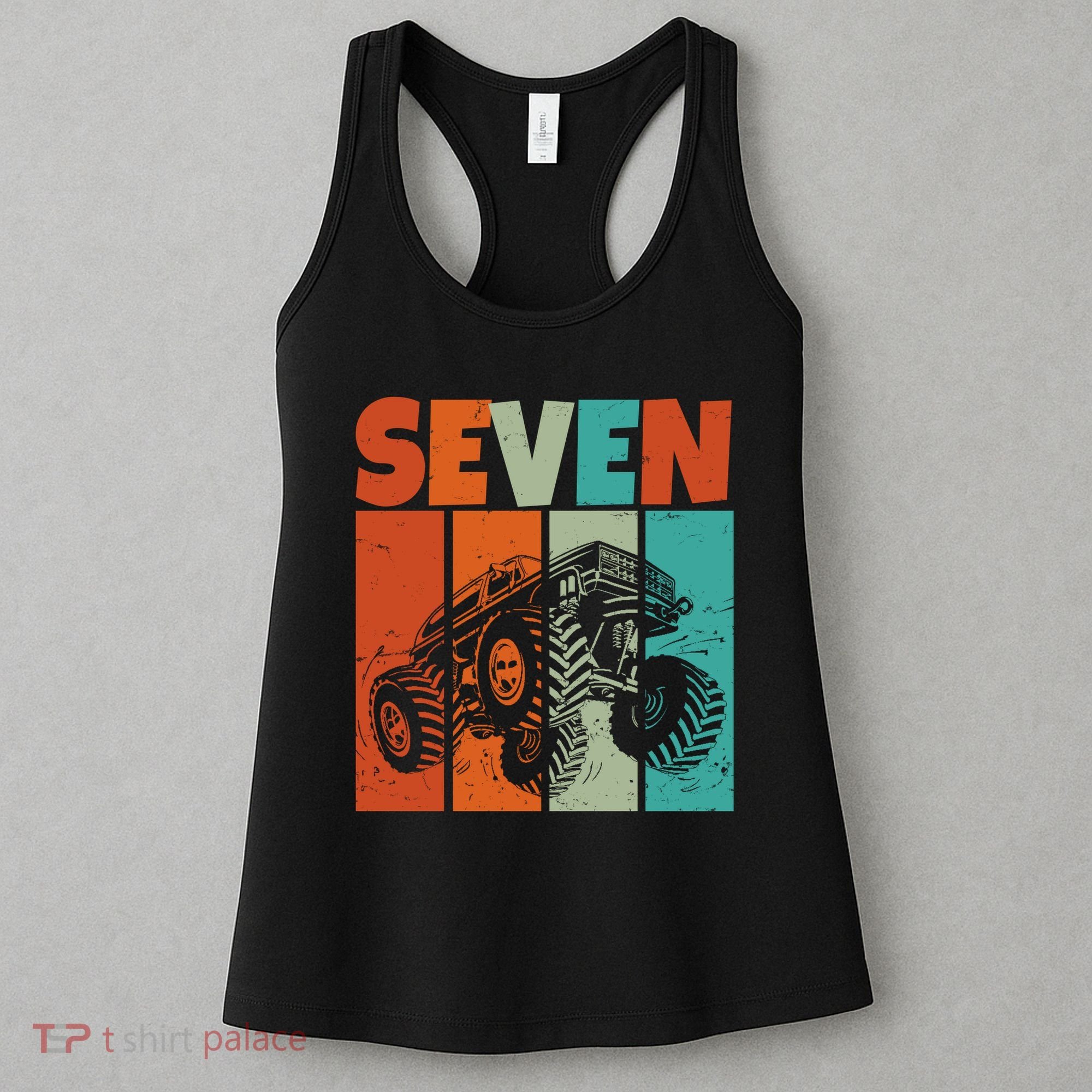 Birthday Monster Truck Retro 7 Year Old Bday Women's Tank Top
