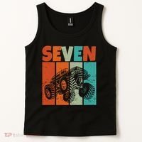 Birthday Monster Truck Retro 7 Year Old Bday Tank Top thumb 2