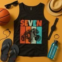 Birthday Monster Truck Retro 7 Year Old Bday Tank Top thumb 4