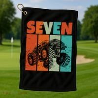 Birthday Monster Truck Retro 7 Year Old Bday Golf Towel thumb 1