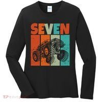 Birthday Monster Truck Retro 7 Year Old Bday Women's Long Sleeve Shirt thumb 0