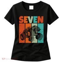 Birthday Monster Truck Retro 7 Year Old Bday Women's T-Shirt thumb 0