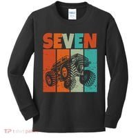 Birthday Monster Truck Retro 7 Year Old Bday Kids Long Sleeve Shirt thumb 0