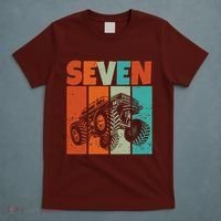 Birthday Monster Truck Retro 7 Year Old Bday T-Shirt thumb 5