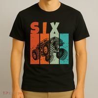 Birthday Monster Truck Retro 6 Year Old Bday T-Shirt thumb 3