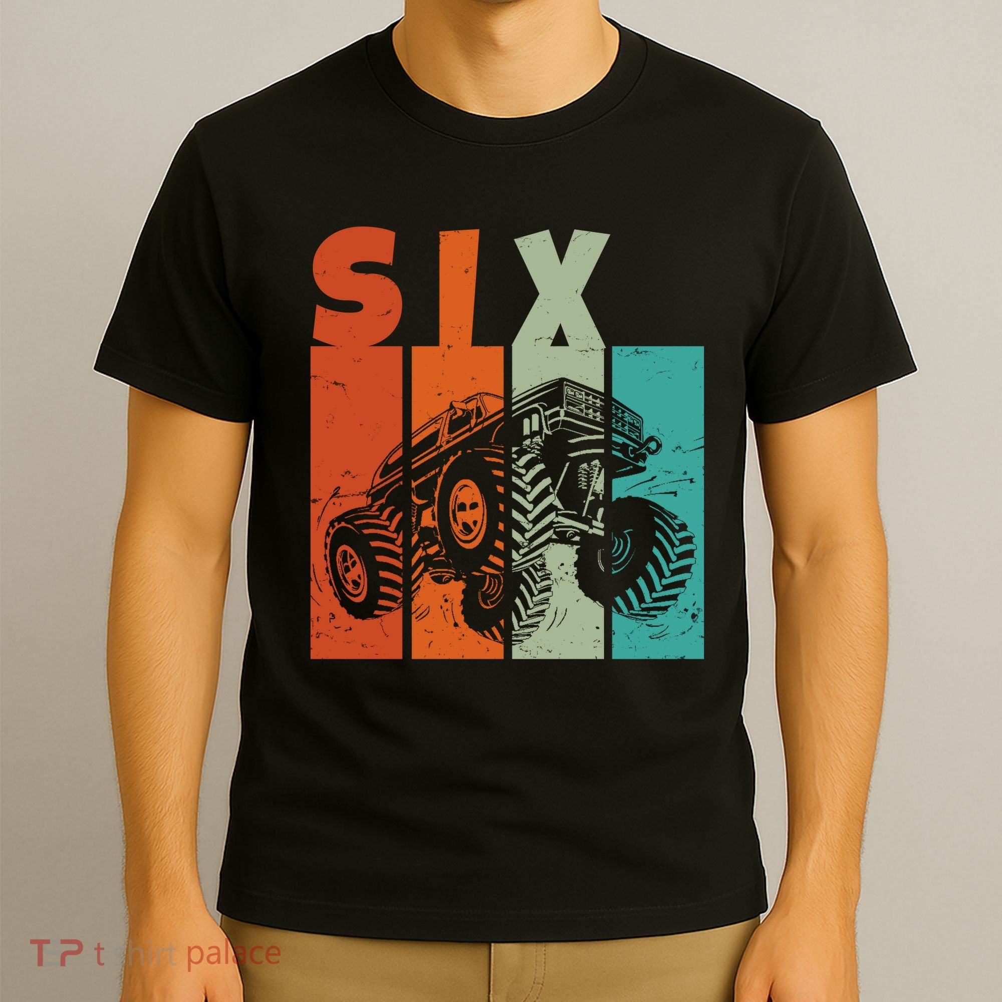 Birthday Monster Truck Retro 6 Year Old Bday T-Shirt